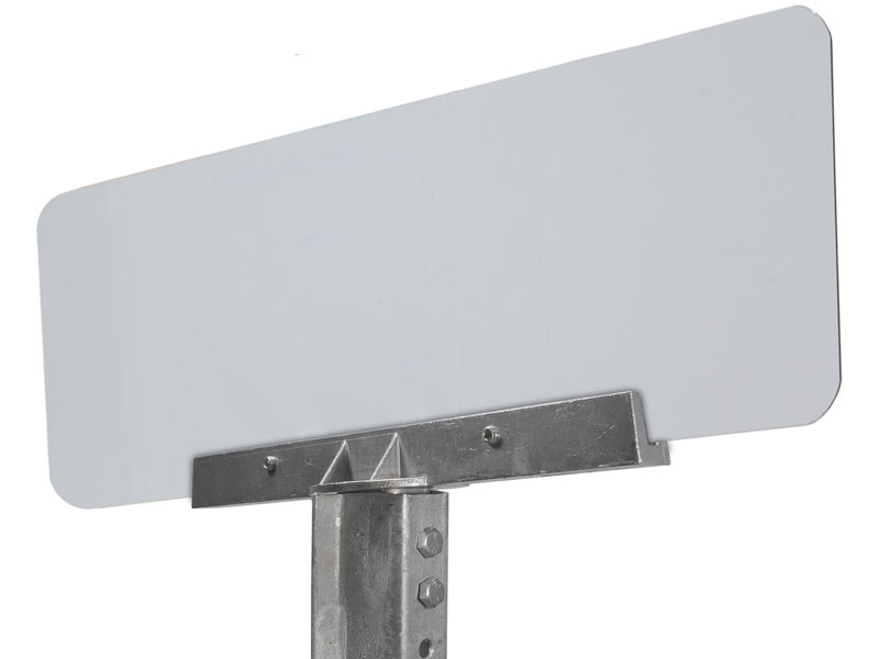 90 degree bracket on u-channel post with mounted street sign