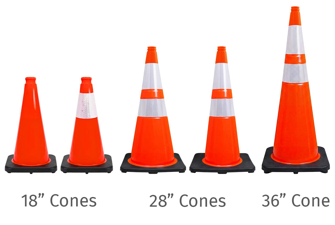 thumbnail image 2 of JBC Plastics 18 Inch Orange Safety Traffic Cones With Black Base & 3M Reflective Collar - 8 Pack, FC1806 2 of 4