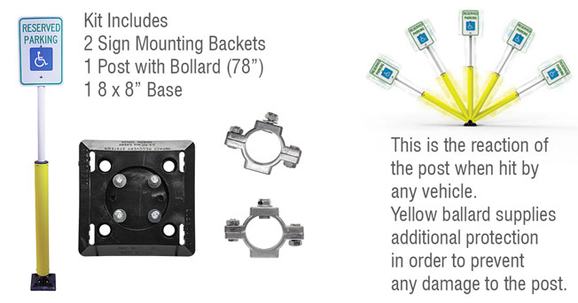 Flexible post assembly graphic depicting the product components and finished product