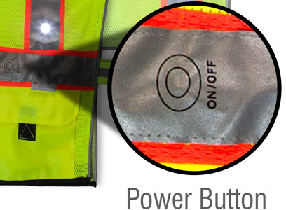 LED vest power controls