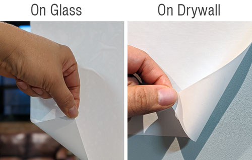 Low-Tack Polyester on glass and drywall