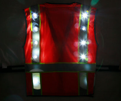 Orange LED Vest Back Night Time