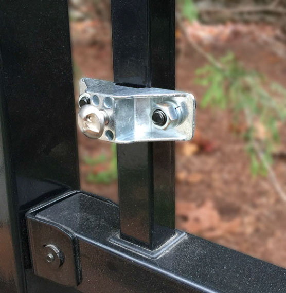 Ornamental fence bracket mounted on 1 inch fence