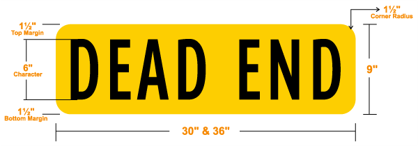 9 inch Dead End Street Name Sign