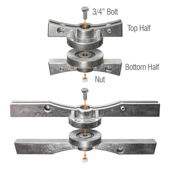 Illustrating the assembly of the adjustable cross separator bracket