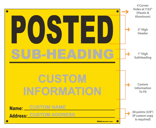 Custom Yellow Posted Sign