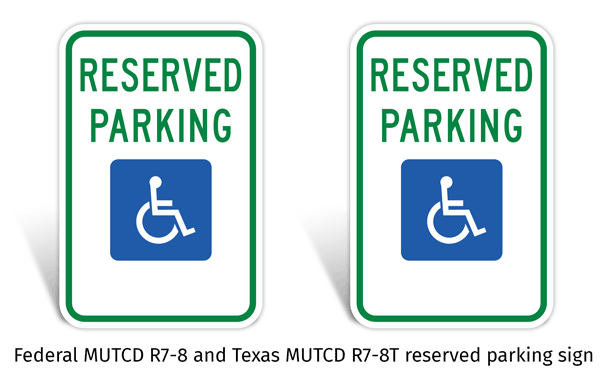Federal and Texas reserved parking signs