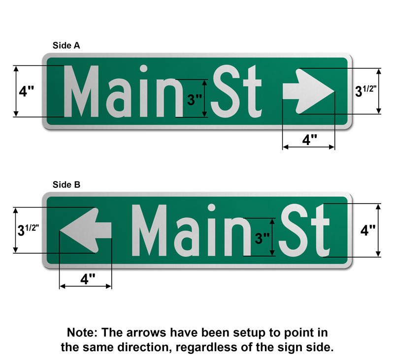 24 x 6 3M Reflective White On Green Guide Sign Arrow Street Road 