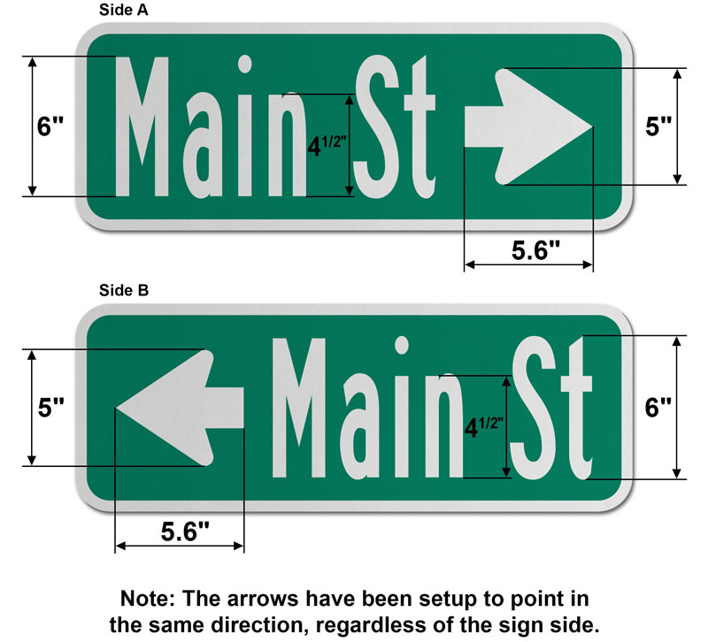 3M Reflective White On Green Guide Sign Arrow Street Road 24 x 6 